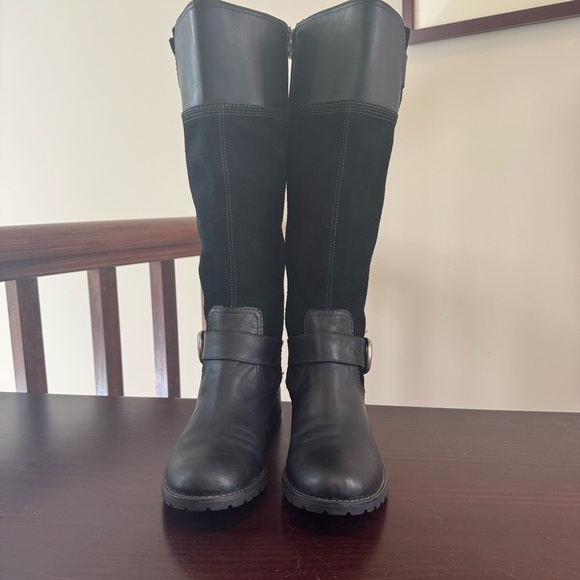Timberland Bethel Black Leather Suede tall low heeled riding boots 7.5 - Picture 3 of 16